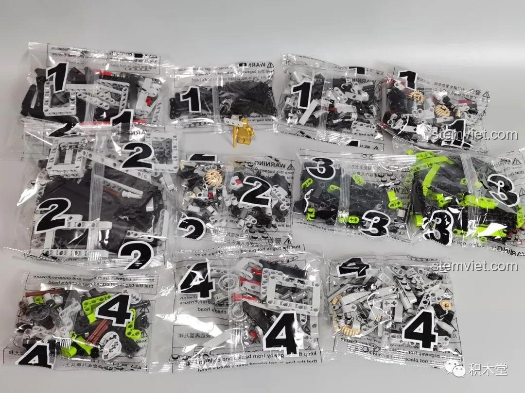 Các túi chi tiết của bộ xếp hình TGL T5023 được đánh số từ 1 đến 4, giúp người chơi dễ dàng theo dõi.