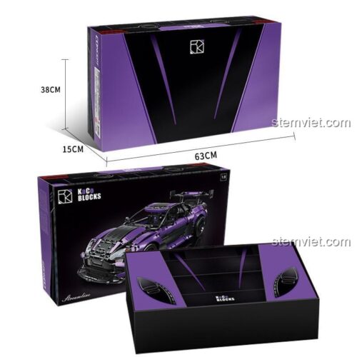 Hộp đồ chơi mô hình CACO Blocks C001 Siêu xe Aston Martin Vantage GT3, kích thước 63x38x15cm, quà tặng sinh nhật cho con trai.