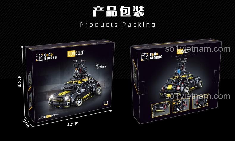 Kích thước hộp bộ lắp ghép C020 Mini Cooper F56, dài 42cm, rộng 34cm, cao 9cm, đồ chơi cho con trai 14 tuổi, giá hời