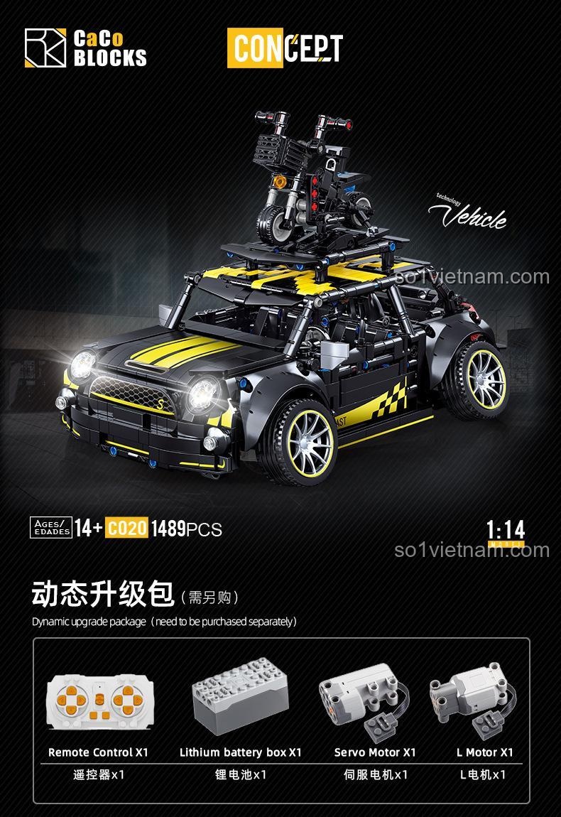Xe Mini Cooper F56 CACO C020 có thể nâng cấp điều khiển từ xa, hiển thị các phụ kiện RC, đồ chơi cho con trai 14 tuổi, giá tốt
