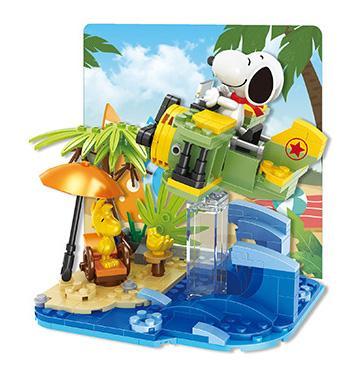 Bộ đồ chơi lắp ghép Peanuts Snoopy S009 máy bay trên bãi biển