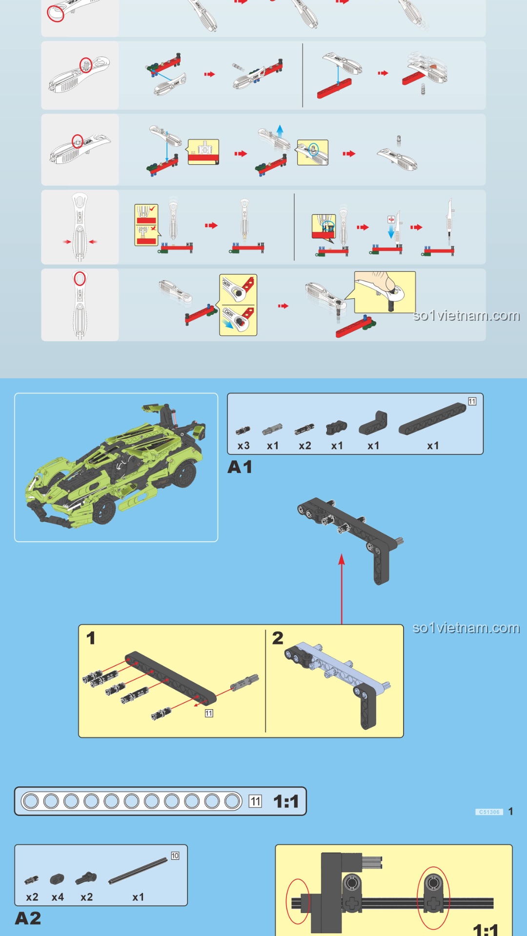 Hướng Dẫn Lắp Ghép CaDA 51306 Xe Đua Điều Khiển Từ Xa Blade - Hướng dẫn CaDA C51306 Mô Hình Xe Đua Blade