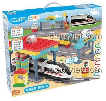 Hộp bộ đồ chơi CaDA C31021 Tàu Cao Tốc Thông Minh, hiển thị đầy đủ tính năng và thiết kế hấp dẫn, món quà tuyệt vời cho bé 3 tuổi.