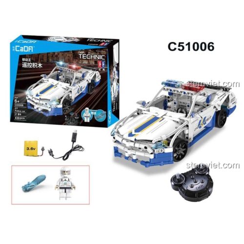 Hộp sản phẩm bộ lắp ráp CaDA C51006 Xe Cảnh Sát GT, bao gồm 430 chi tiết, điều khiển từ xa và minifigure.