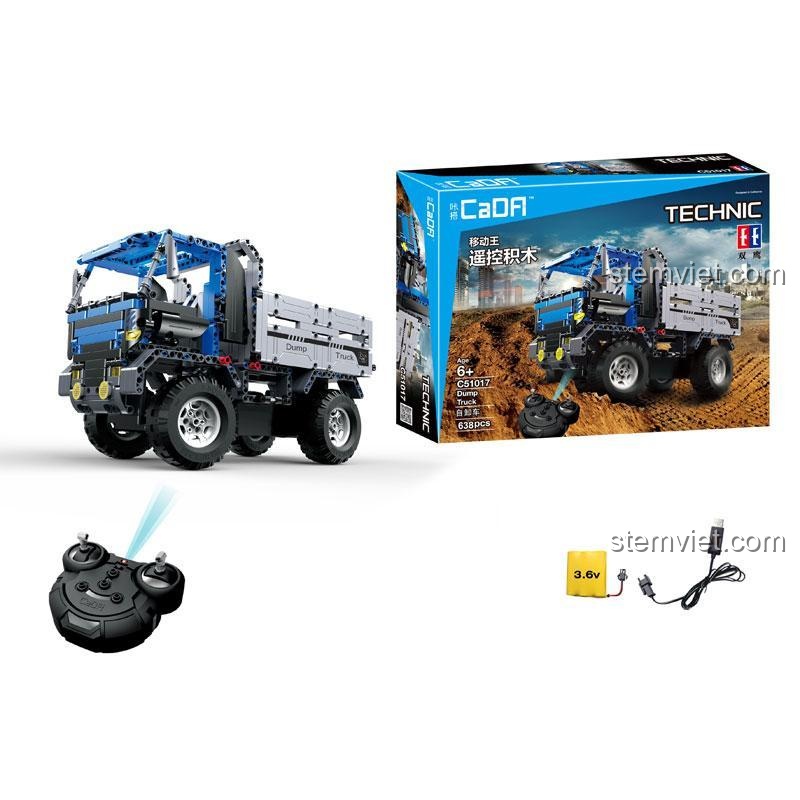 Hộp bộ đồ chơi lắp ráp Xe Ben Công Trình CaDA C51017 có điều khiển từ xa, phù hợp bé trai 6 tuổi, mang lại trải nghiệm xây dựng và điều khiển chân thực.