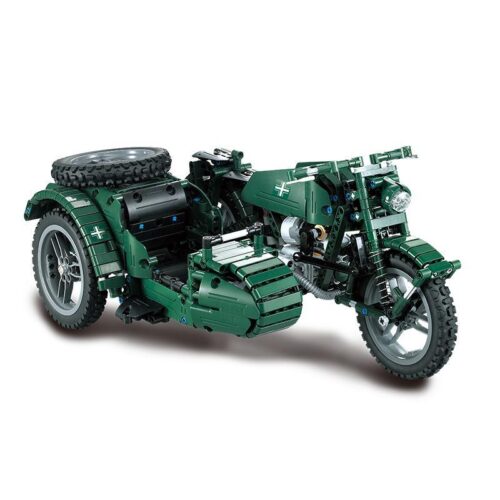 Bộ lắp ráp CaDA C51021 Mô tô Quân sự Thế chiến II màu xanh lá, có thùng xe, dành cho bé trai 6 tuổi trở lên, giá tốt.