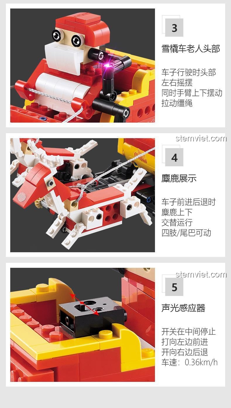 Chi tiết tay của Ông già Noel CaDA C51034, cánh tay có thể nâng lên và ngón tay xoay 180 độ, thể hiện tính linh hoạt của mô hình.