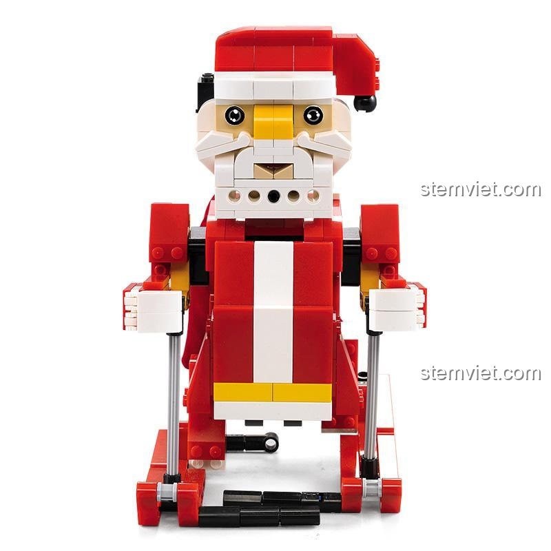 Mô hình Ông già Noel CaDA C51034 nhìn từ phía trước, thể hiện chi tiết khuôn mặt và trang phục màu đỏ trắng, đồ chơi Giáng sinh cho bé.