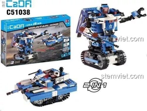 Hộp đồ chơi mô hình CaDA C51038 Robot và Xe tăng Vua Núi 2 trong 1, 604 chi tiết