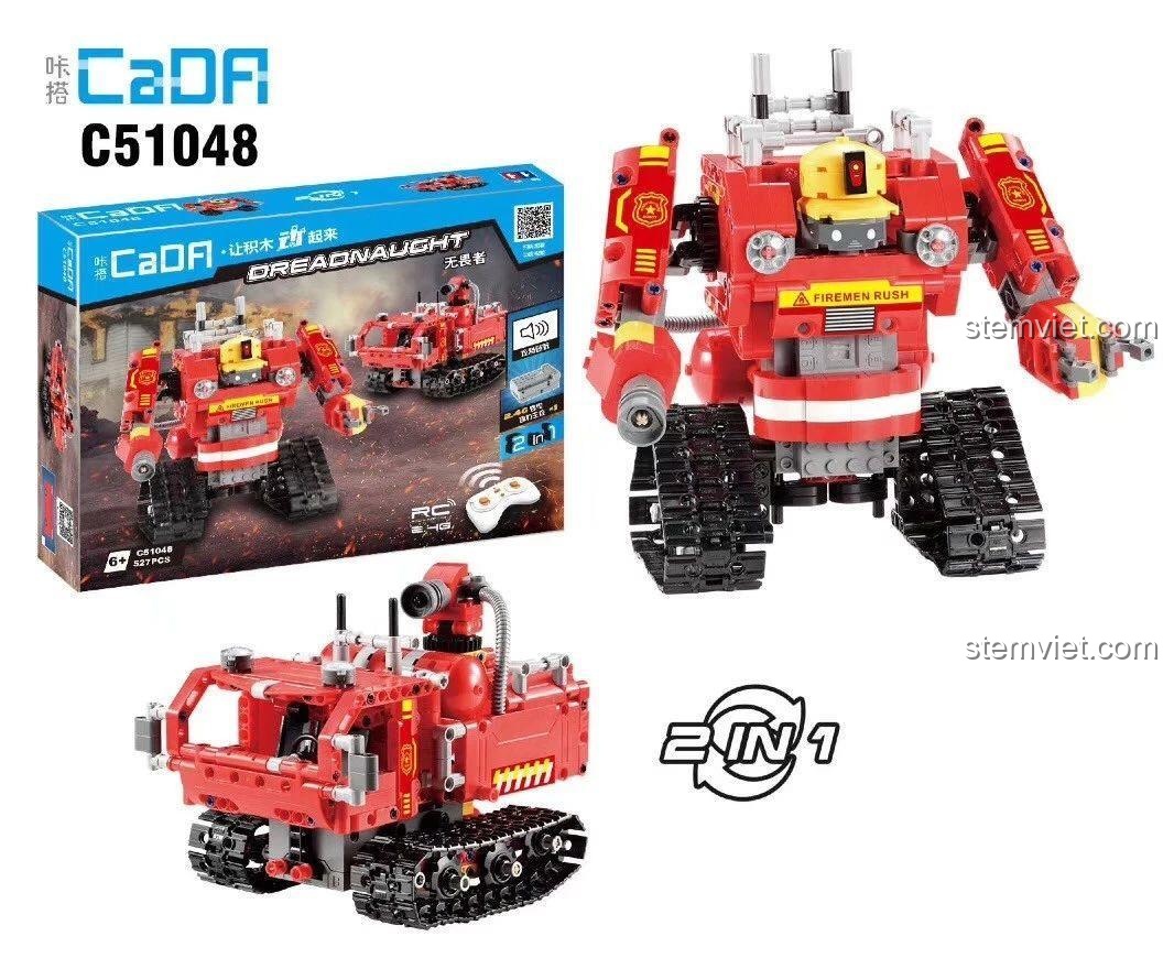 bộ lắp ráp Robot Cứu Hỏa Finley, đồ chơi mô hình CaDA C51048, robot cứu hỏa màu đỏ đen, phù hợp bé trai 6 tuổi, giá tốt.