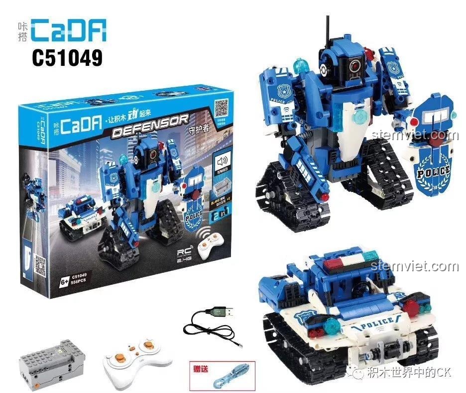 Bộ lắp ghép CaDA C51049 Robot Cảnh Sát Poli biến hình 2 trong 1, điều khiển từ xa, âm thanh sống động cho bé trai 6 tuổi. Đồ chơi lắp ráp CaDA C51049 giá tốt.