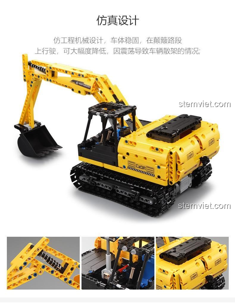 bộ xếp hình Xe đào đất bánh xích C51057 với thiết kế chân thực, phù hợp cho bé trai