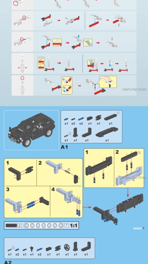 Xe Jeep Quân Sự Đặc Nhiệm CaDA C51207, Xe SWAT CaDA C51207, hướng dẫn lắp ráp CaDA C51207 Xe SWAT, sách lắp ghép CaDA C51207 Xe SWAT