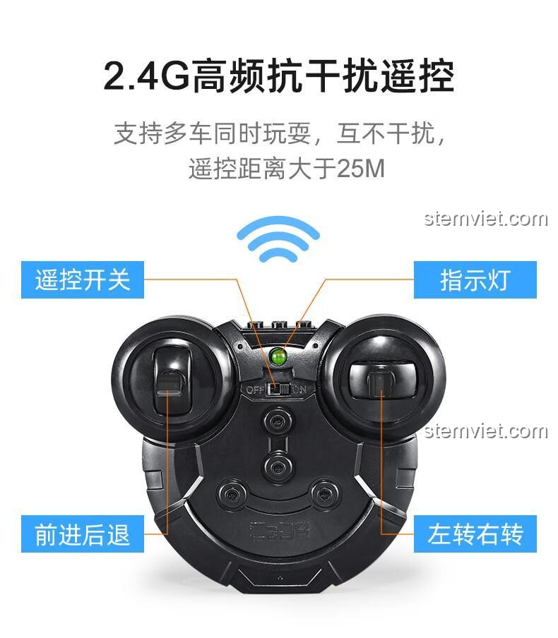 Điều khiển từ xa 2.4G của bộ lắp ráp CaDA C51207 Xe Jeep Quân Sự Đặc Nhiệm, chống nhiễu, khoảng cách 25m, cho bé trai 6 tuổi, trải nghiệm mượt mà