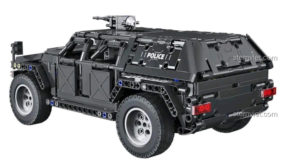 Góc nhìn phía sau đồ chơi mô hình CaDA C51207 Xe Jeep Quân Sự Đặc Nhiệm, đồ chơi mô hình xe SWAT, phù hợp bé trai 6 tuổi, giá tốt