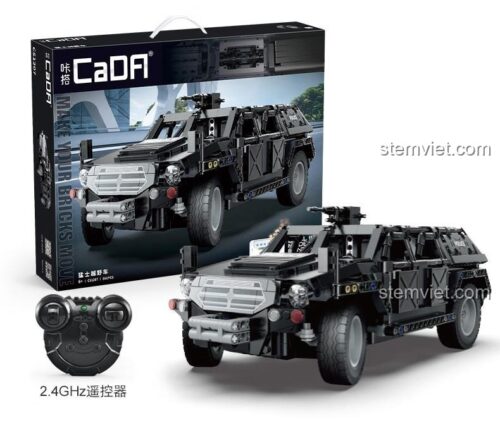 Hộp bộ lắp ráp CaDA C51207 Xe Jeep Quân Sự Đặc Nhiệm, đồ chơi mô hình xe SWAT, có điều khiển từ xa, phù hợp bé trai 6 tuổi, giá tiết kiệm
