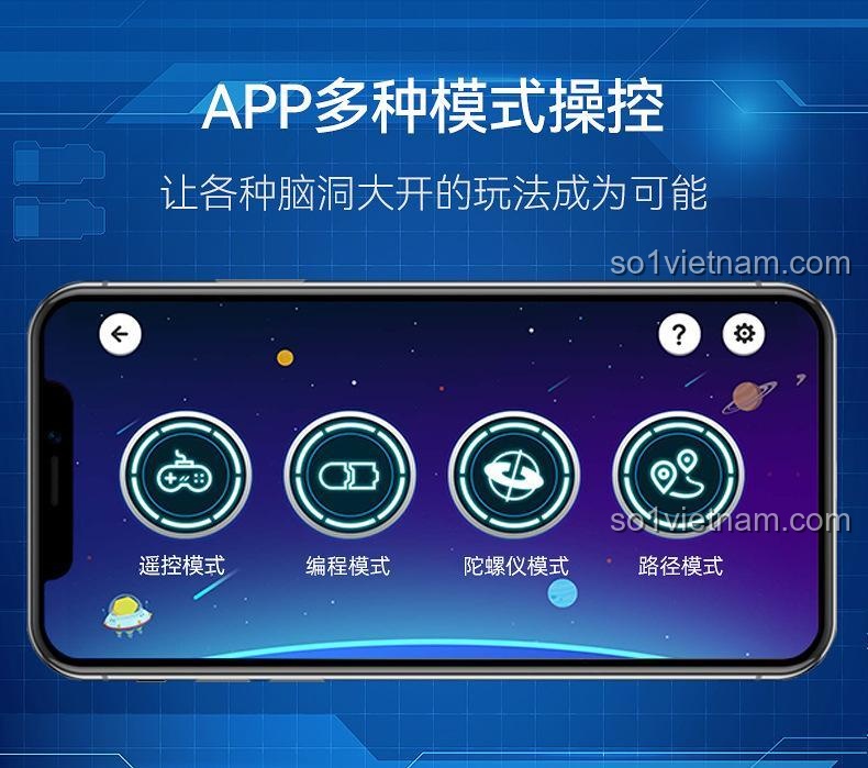Bộ đồ chơi Mô Hình Xe Đua Blade CaDA C51306, giao diện APP điều khiển đa chế độ: điều khiển, lập trình, con quay hồi chuyển, lộ trình.