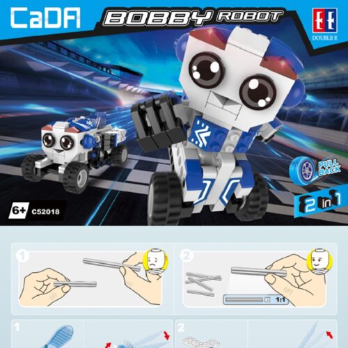 Hướng dẫn lắp ráp Robot Bobby CaDA C52018, Sách lắp ghép CaDA 52018 Xe đua địa hình Bobby, Hướng dẫn lắp ghép CaDA C52018 Người máy Bobby đáng yêu, Hướng dẫn lắp ghép CaDA 52018 Robot biến hình Bobby