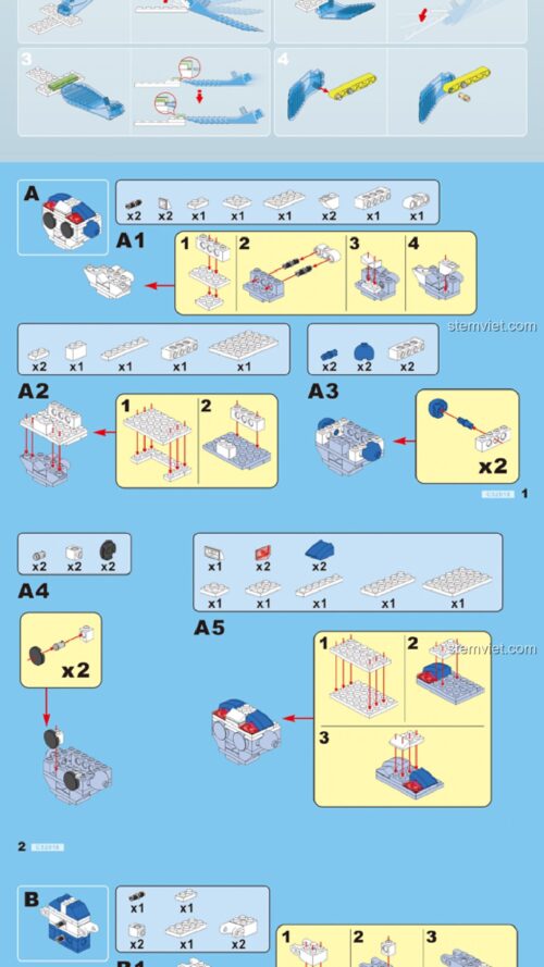 Hướng dẫn lắp ráp Robot Bobby CaDA C52018, Sách lắp ghép CaDA 52018 Xe đua địa hình Bobby, Hướng dẫn lắp ghép CaDA C52018 Người máy Bobby đáng yêu, Hướng dẫn lắp ghép CaDA 52018 Robot biến hình Bobby