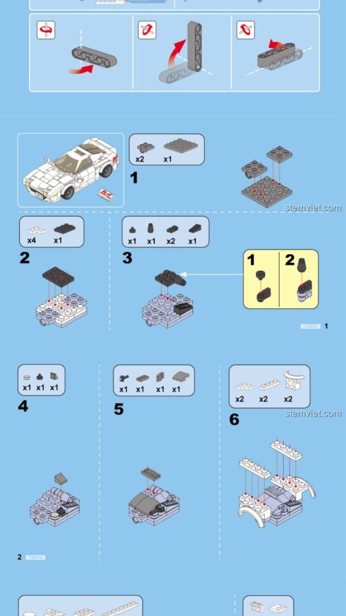 Hướng dẫn lắp ghép CaDA C55012 Xe Mazda FC3S RX-7 - Tái hiện kinh điển