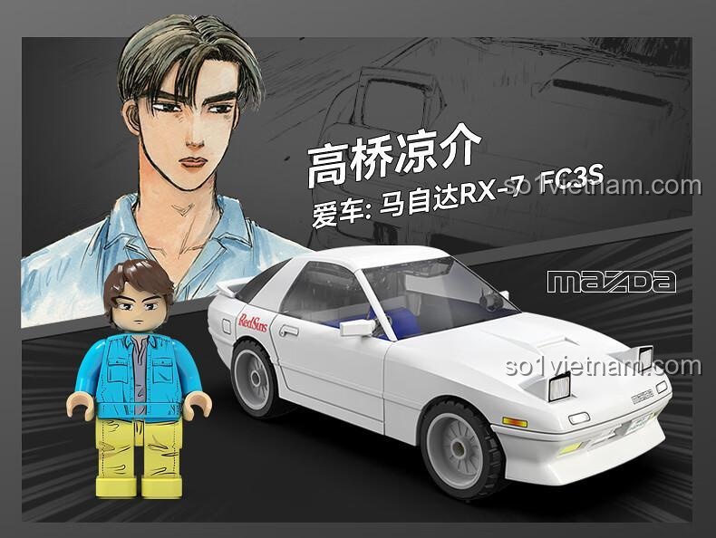 Nhân vật Takahashi Ryosuke trong bộ đồ chơi lắp ráp xe Mazda RX-7 FC3S C55016 của CaDA