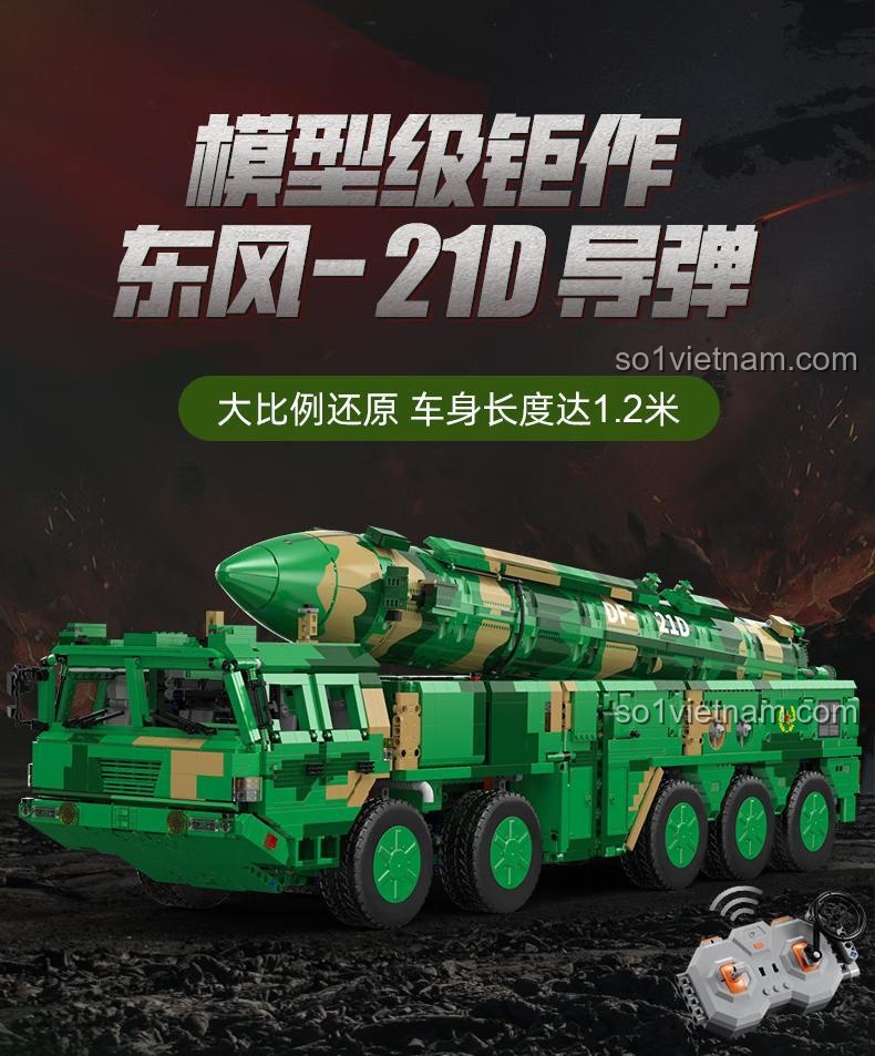 Hộp sản phẩm CaDA C56031 Tên lửa đạn đạo chống hạm Đông Phong-21D với điều khiển từ xa, mô hình khổng lồ dài 1.17m, 6351 mảnh, quà tặng cho bé trai 8 tuổi