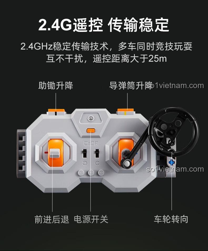 Bộ điều khiển từ xa 2.4Ghz ổn định của CaDA C56031 Tên lửa đạn đạo chống hạm Đông Phong-21D, khoảng cách điều khiển trên 25m, đồ chơi xây dựng C56031, công nghệ hiện đại cho bé trai 8 tuổi