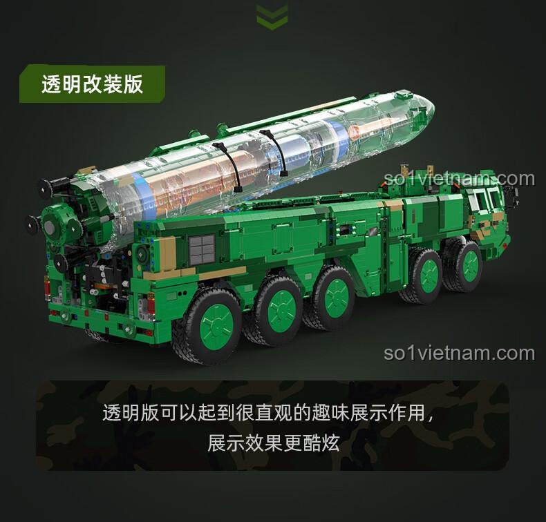 Phiên bản trong suốt của Xe phóng tên lửa DF-21D C 56031, cho phép nhìn rõ cấu trúc bên trong, bộ đồ chơi Mô hình tên lửa DF-21D, giá tốt cho bé trai 8 tuổi