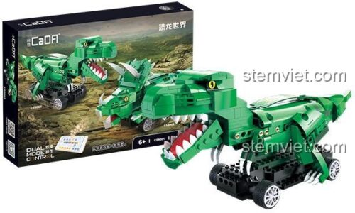 Hộp bộ lắp ghép Mô hình khủng long bạo chúa CaDA C59001, đồ chơi xây dựng khủng long điều khiển từ xa cho bé trai 6 tuổi, giá tiết kiệm.