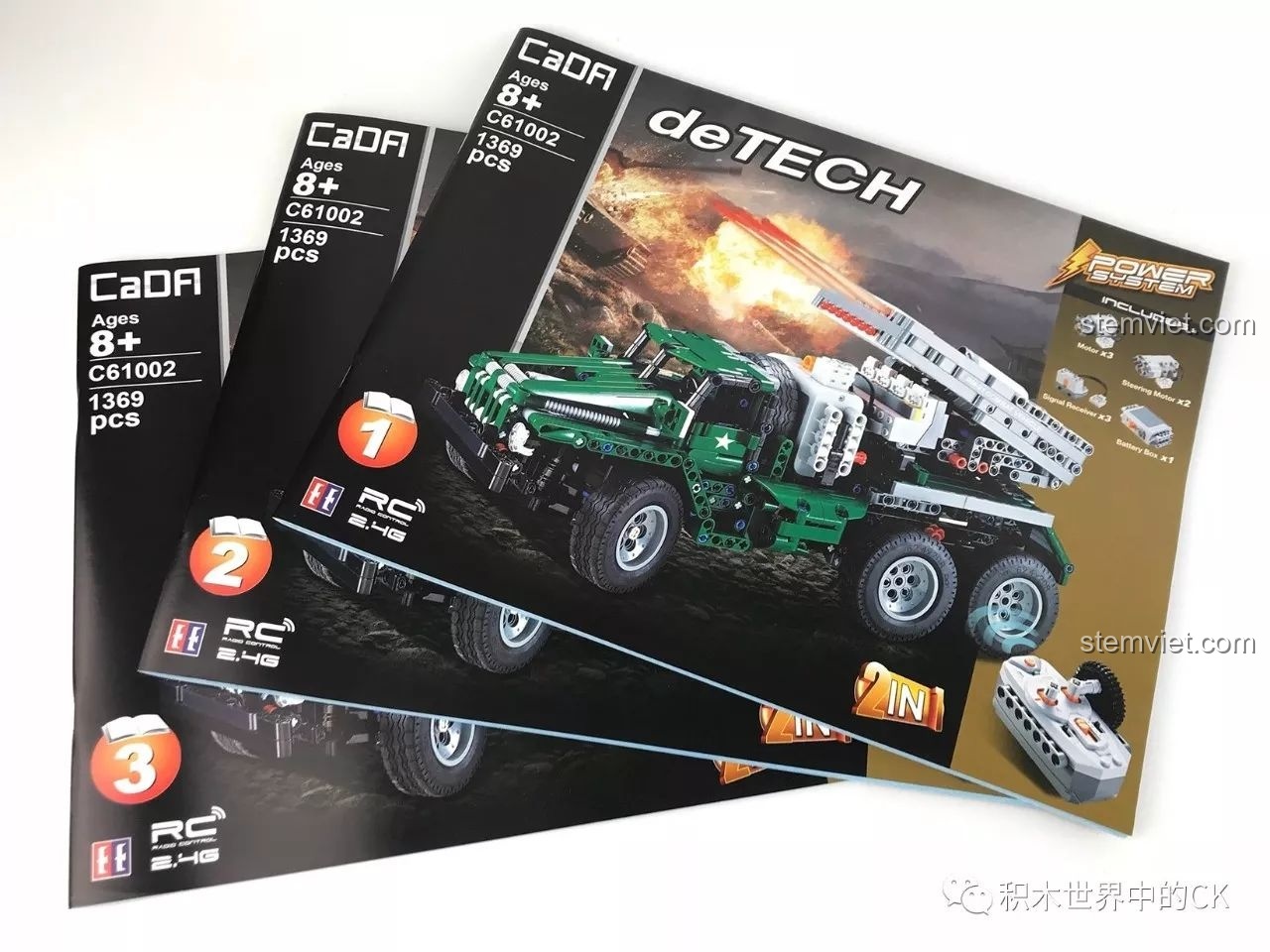 Ba cuốn sách hướng dẫn lắp ráp CaDA C61002 BM-21 Combat Vehicle.