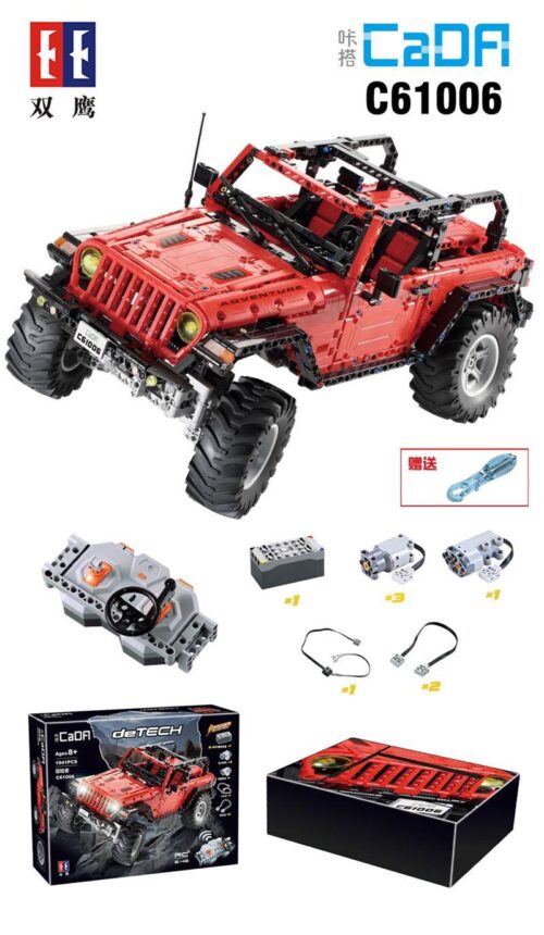 Hộp bộ lắp ráp CaDA C61006 Xe Jeep Wrangler Rubicon RC tỉ lệ 1:9.5, đồ chơi mô hình off-road Dẫn Động 4 Bánh, Đèn LED, Khóa Vi Sai Điều Khiển Từ Xa, phù hợp bé trai 8 tuổi, giá tốt.
