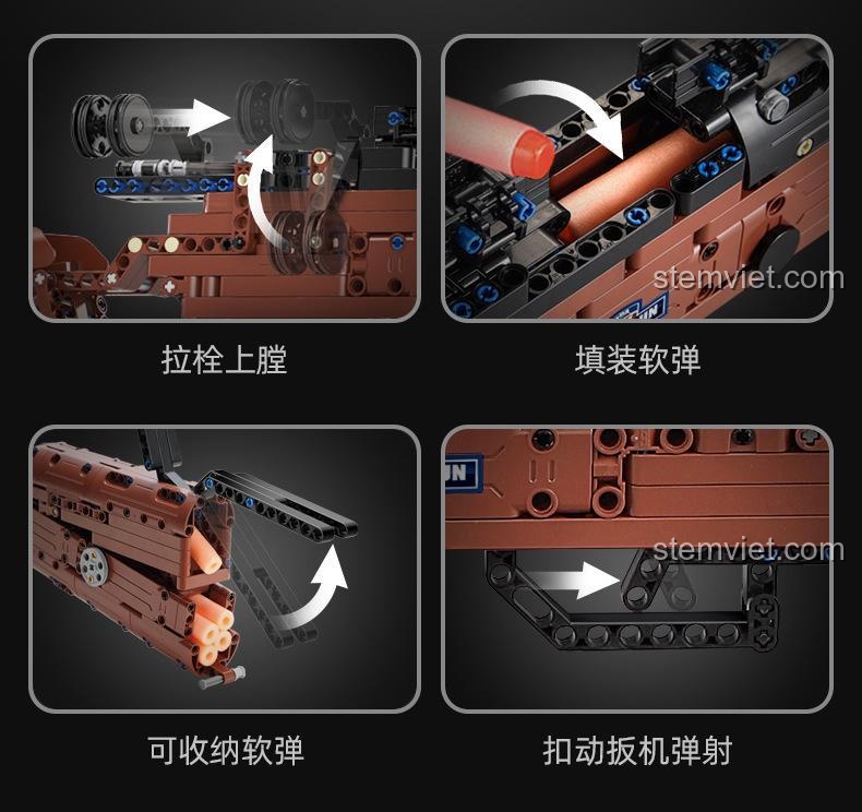 Double Eagle Súng trường Mauser 98K C61010, thể hiện cơ chế lên đạn, nạp đạn và bắn đạn xốp, đồ chơi cho học sinh cấp 1.