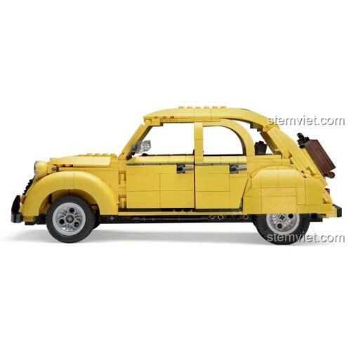 Hộp sản phẩm đồ chơi mô hình CaDA C61026 xe Citroën 2CV, thể hiện hình ảnh xe và các tính năng. Một lựa chọn giá tốt cho người yêu xe cổ.