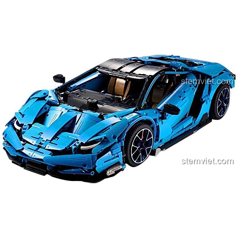 Mô hình Lamborghini Centenario 1:8 61041 sau khi lắp ráp hoàn chỉnh, khoe trọn vẻ đẹp của một siêu xe với màu xanh dương nổi bật.