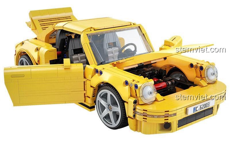 Bộ đồ chơi CaDA C62003 Siêu xe RUF CTR 2017 Yellowbird mở nắp capo trước, khoang chứa đồ rộng rãi, đồ chơi lắp ráp chất lượng cao.