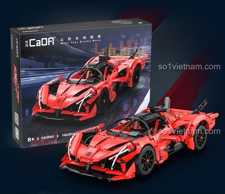 Hộp sản phẩm Siêu xe APE C63005 bộ đồ chơi lắp ghép điều khiển từ xa màu đỏ