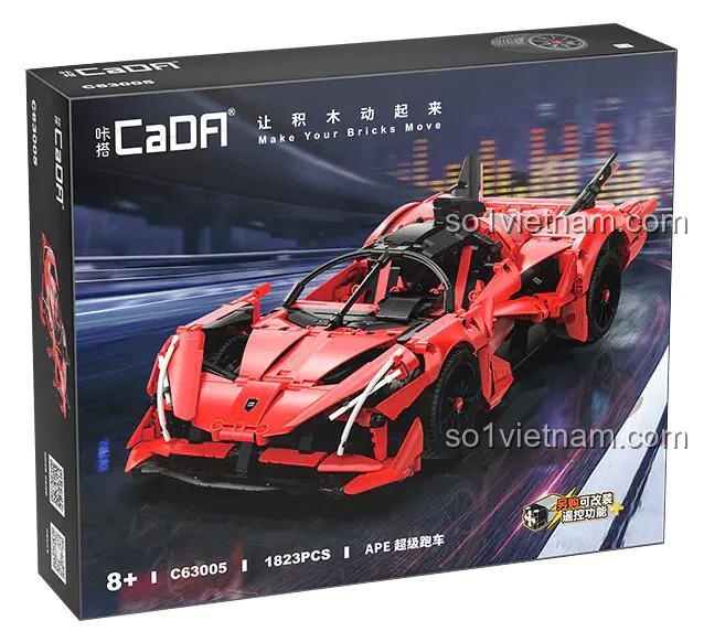 Hộp sản phẩm Siêu xe APE C63005 bộ đồ chơi lắp ghép điều khiển từ xa màu đỏ