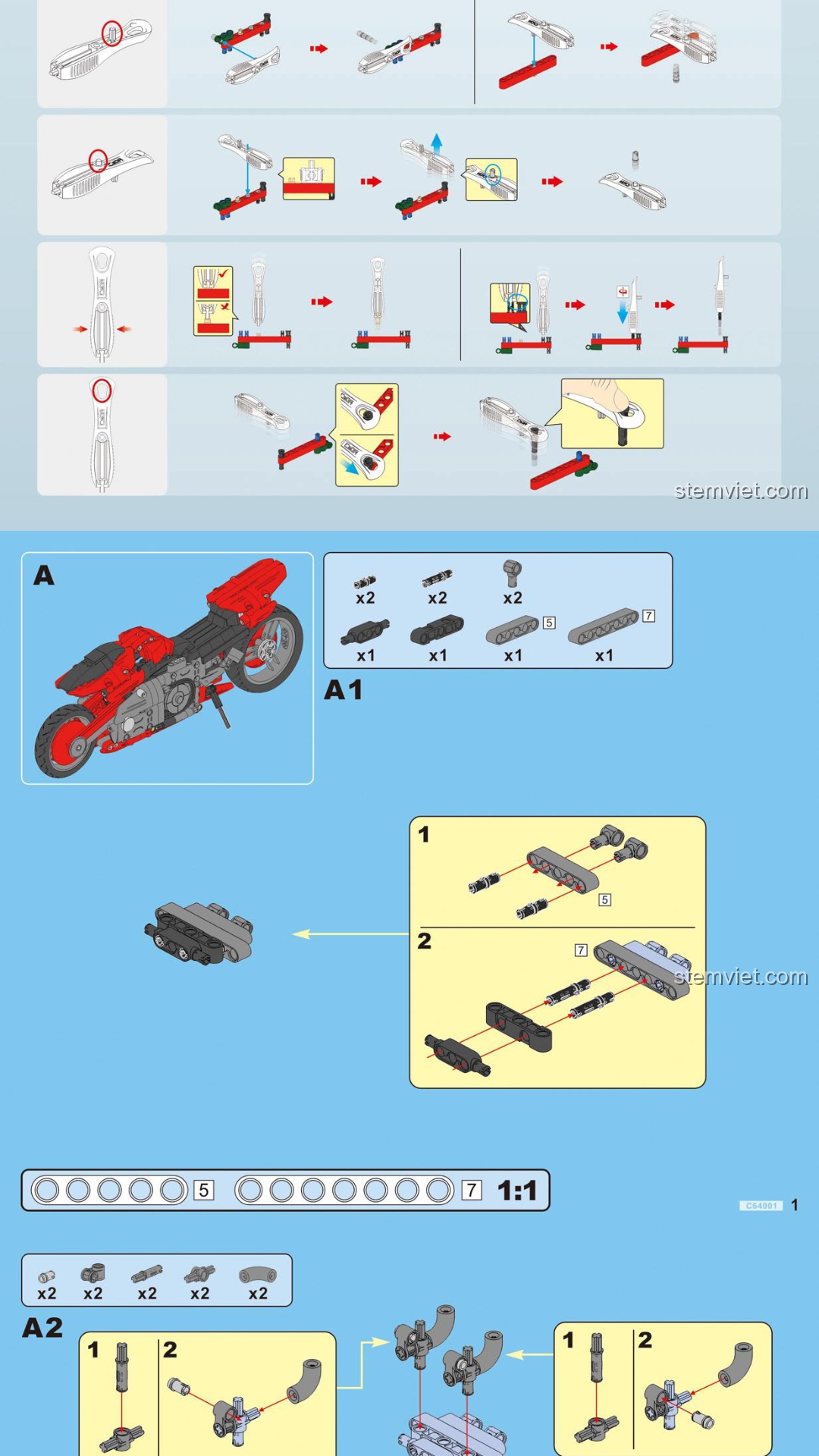 Mô hình xe máy Cyberpunk CaDA C64001 sách lắp ghép CaDA C64001 Xe máy
