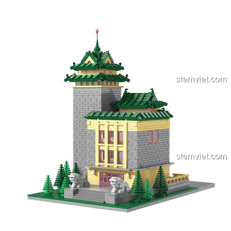 Hình ảnh hộp sản phẩm và mô hình hoàn thiện của bộ đồ chơi xây dựng CaDA C66003 Đại học Nông nghiệp Nam Kinh.