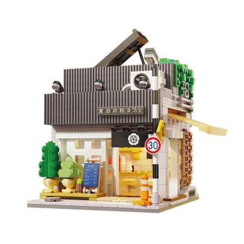 Ảnh chụp chính diện bộ lắp ghép CaDA C66007 Quán Cà Phê Gió Hè, một mô hình kiến trúc Nhật Bản tinh xảo dành cho người chơi từ 14 tuổi.