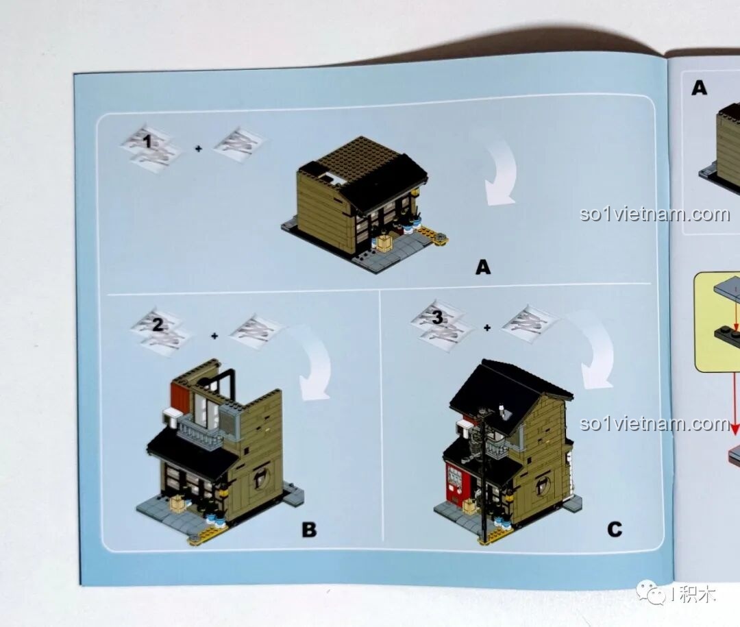 Các bước lắp ráp A, B, C trong sách hướng dẫn CaDA C66010