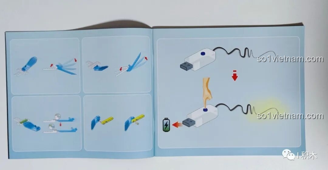 Hướng dẫn lắp ráp các chi tiết nhỏ như con chuồn chuồn trong sách hướng dẫn CaDA C66010