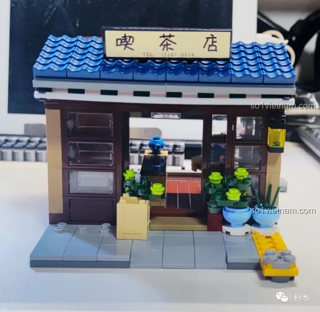 Mô hình CaDA C66010 Hòa Phong Trà Ẩm đã hoàn thiện, nhìn từ phía trước với góc rộng