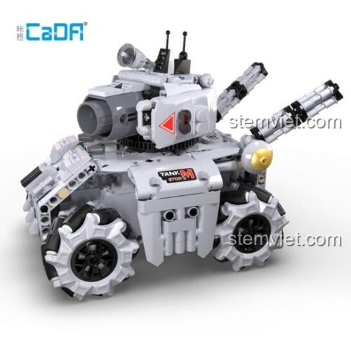 Đồ chơi lắp ráp Robot Lập Trình CaDA C71012, xe tăng bão táp với bánh Mecanum độc đáo, phù hợp bé trai 6 tuổi, chất lượng cao.