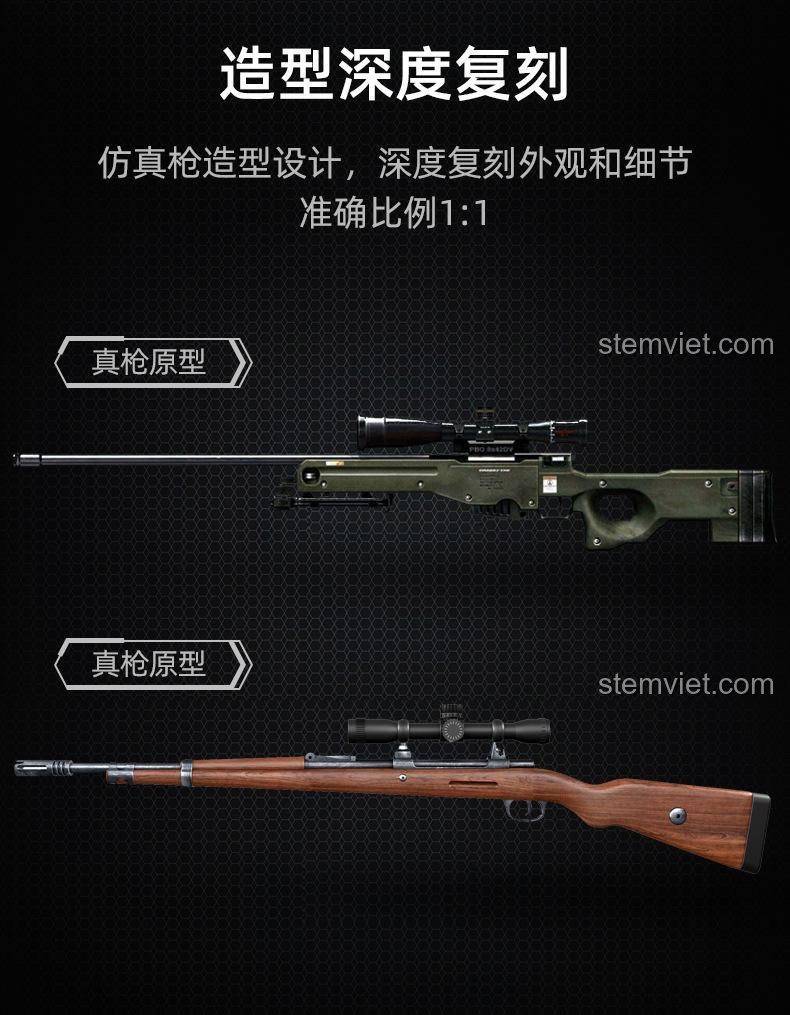 Mô hình súng bắn tỉa CaDA C81053 tỉ lệ 1:1 so với súng thật, tái hiện chi tiết và chính xác, đồ chơi lắp ráp cho con trai 14 tuổi.