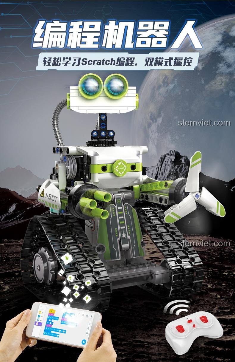 Robot Lập Trình I.BOT C83001, dễ dàng học lập trình Scratch, điều khiển 2 chế độ, đồ chơi lắp ráp CaDA.