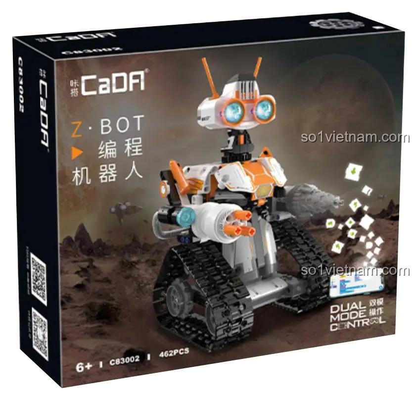 Hộp sản phẩm Robot Z.BOT Lập Trình CaDA C83002 với hình ảnh robot và các thông số