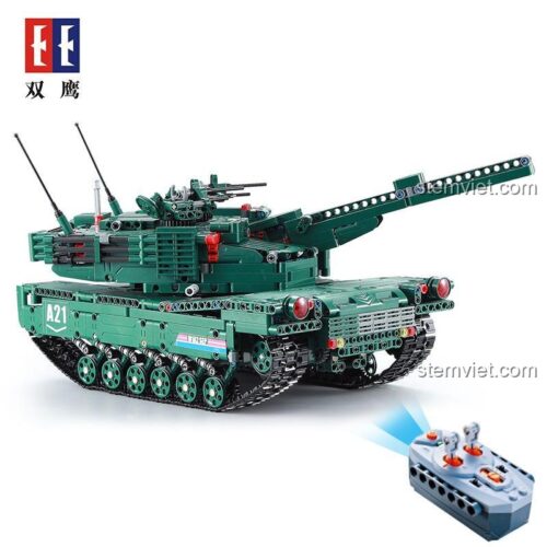Mô hình xe tăng M1A2 C61001 CaDA, điều khiển từ xa, màu xanh lá, chi tiết cao, đồ chơi mô hình CaDA C61001.