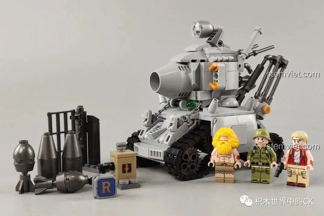 Toàn bộ bộ sản phẩm CaDA SY 1627 Xe tăng SV-001/II Hợp Kim Đầu Metal Slug 2 bao gồm xe tăng, minifigures và phụ kiện.