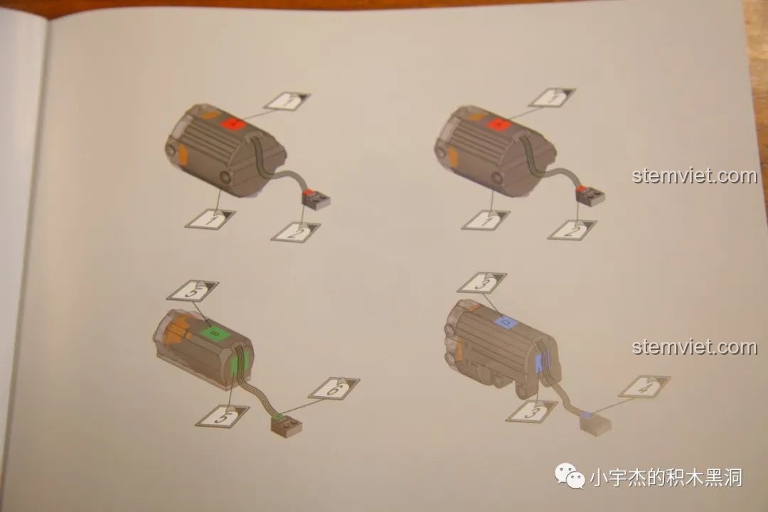 Hướng dẫn kiểm tra động cơ trong sách của Mould King 18006 Xe Tải Kéo Nổi Loạn Hậu Tận Thế, đảm bảo hoạt động tốt.